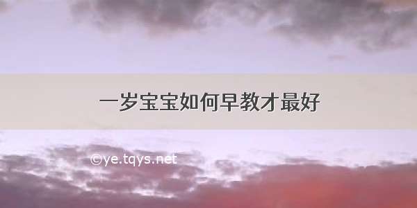 一岁宝宝如何早教才最好