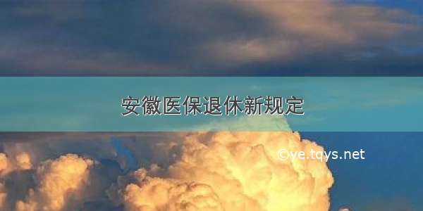 安徽医保退休新规定