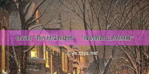 白岩松“育儿经没有捷径” “成功的路上必有荆棘”