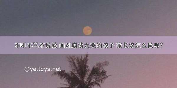 不吼不骂不说教 面对崩溃大哭的孩子 家长该怎么做呢？