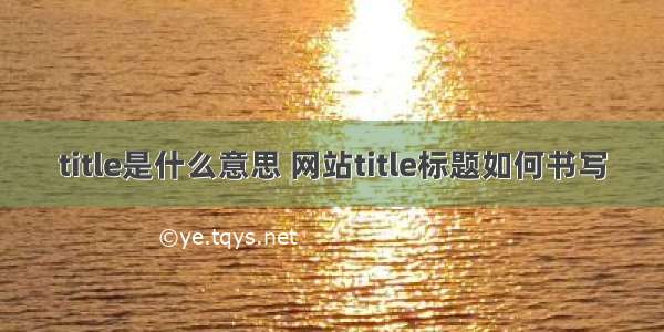 title是什么意思 网站title标题如何书写