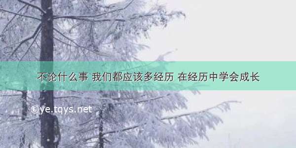 不论什么事 我们都应该多经历 在经历中学会成长