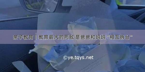 亲子教育丨教育最大的死敌 是爸爸和妈妈“相互拆台”