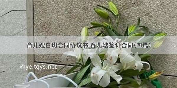 育儿嫂白班合同协议书 育儿嫂签订合同(四篇)