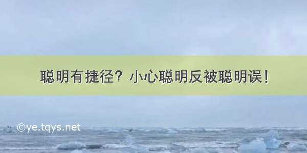 聪明有捷径？小心聪明反被聪明误！