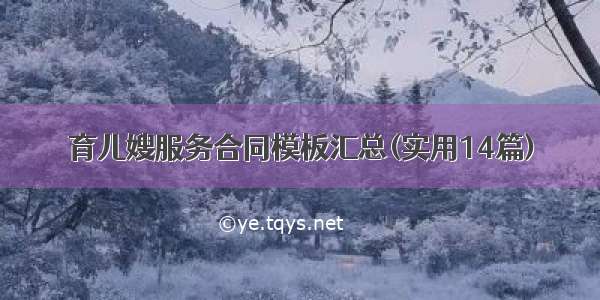 育儿嫂服务合同模板汇总(实用14篇)