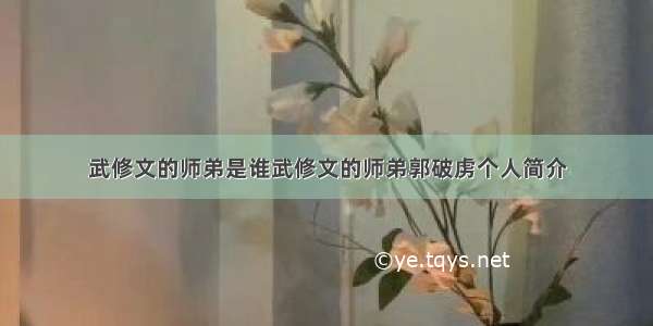 武修文的师弟是谁武修文的师弟郭破虏个人简介