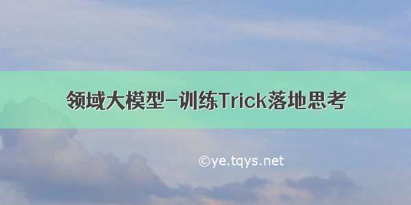 领域大模型-训练Trick落地思考