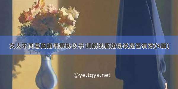 女人不同意离婚调解协议书 调解的离婚协议是否有效(4篇)