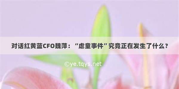 对话红黄蓝CFO魏萍：“虐童事件”究竟正在发生了什么？