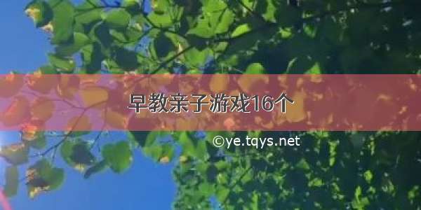 早教亲子游戏16个