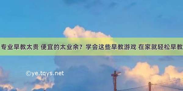 专业早教太贵 便宜的太业余？学会这些早教游戏 在家就轻松早教