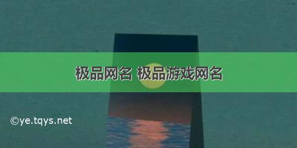 极品网名 极品游戏网名