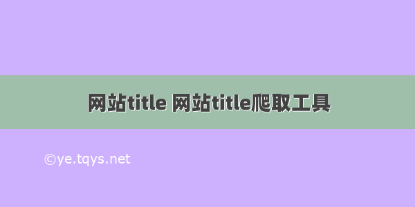 网站title 网站title爬取工具