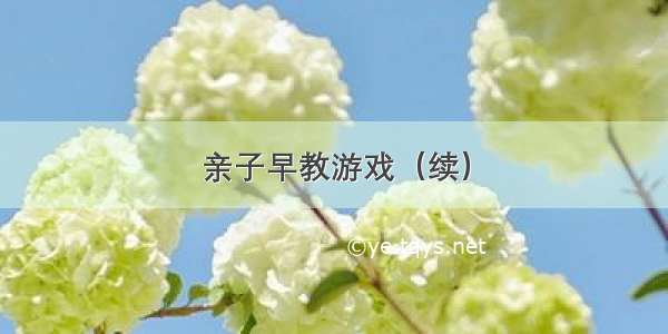 亲子早教游戏（续）