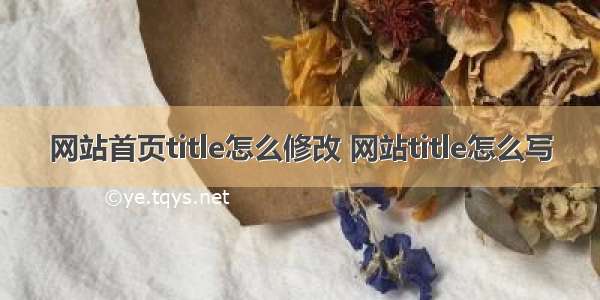 网站首页title怎么修改 网站title怎么写