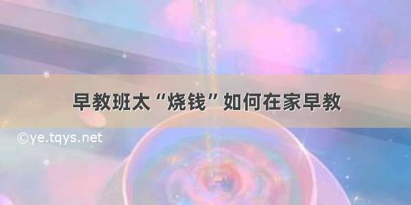 早教班太“烧钱”如何在家早教