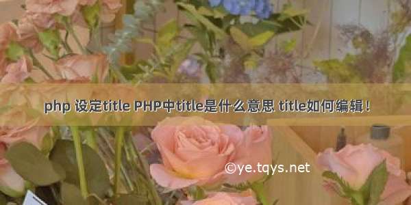 php 设定title PHP中title是什么意思 title如何编辑！