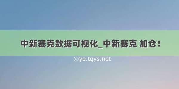 中新赛克数据可视化_中新赛克 加仓！