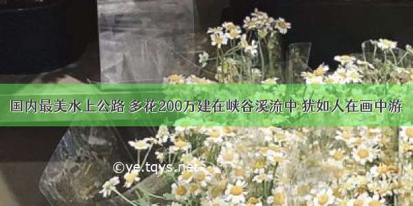 国内最美水上公路 多花200万建在峡谷溪流中 犹如人在画中游