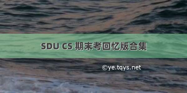 SDU CS 期末考回忆版合集