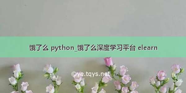 饿了么 python_饿了么深度学习平台 elearn