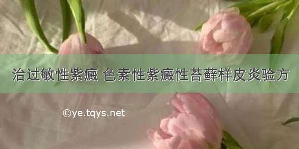 治过敏性紫癜 色素性紫癜性苔藓样皮炎验方