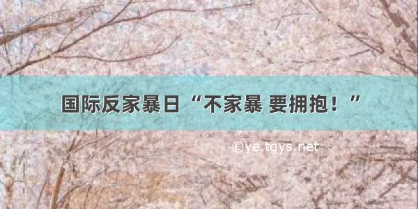 国际反家暴日 “不家暴 要拥抱！”