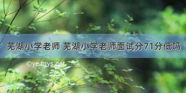 芜湖小学老师 芜湖小学老师面试分71分低吗