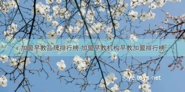 加盟早教品牌排行榜 加盟早教机构早教加盟排行榜