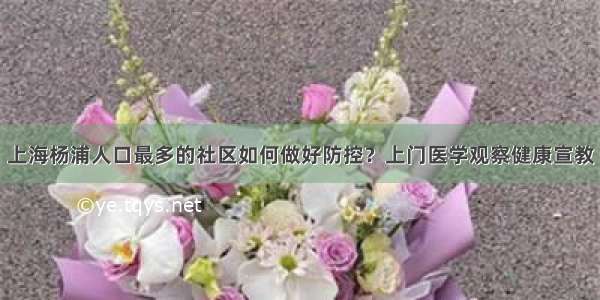 上海杨浦人口最多的社区如何做好防控？上门医学观察健康宣教