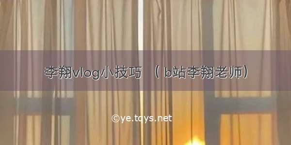 李翔vlog小技巧 （ b站李翔老师）