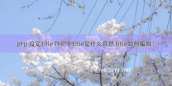 php 设定title PHP中title是什么意思 title如何编辑！