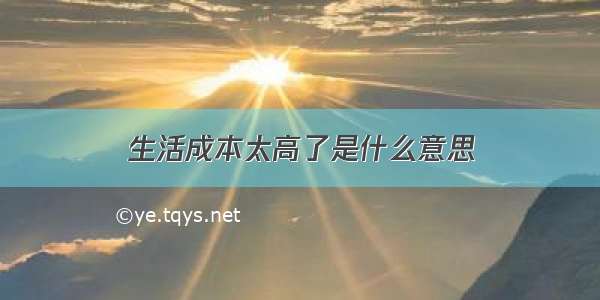 生活成本太高了是什么意思