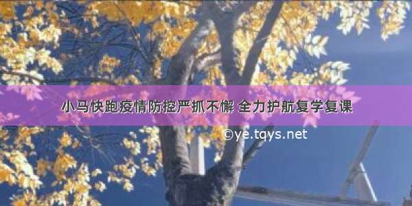 小马快跑疫情防控严抓不懈 全力护航复学复课