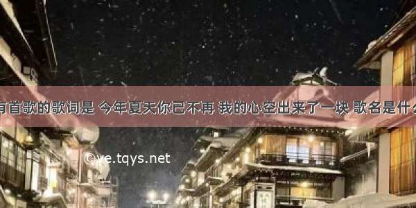 有首歌的歌词是 今年夏天你已不再 我的心空出来了一块 歌名是什么