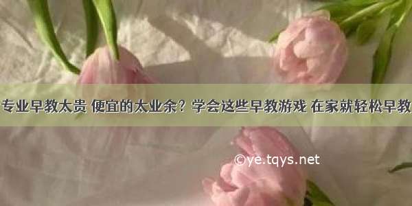 专业早教太贵 便宜的太业余？学会这些早教游戏 在家就轻松早教