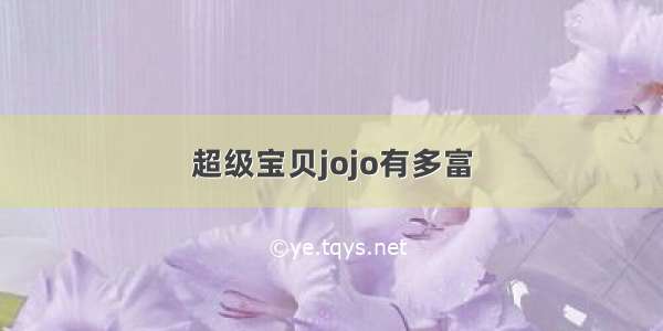 超级宝贝jojo有多富