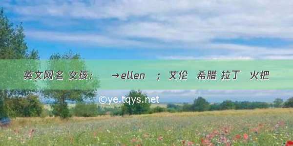 英文网名 女孩：╰→ellenヤ;  艾伦  希腊 拉丁  火把