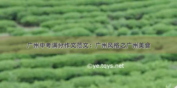 广州中考满分作文范文：广州风格之广州美食