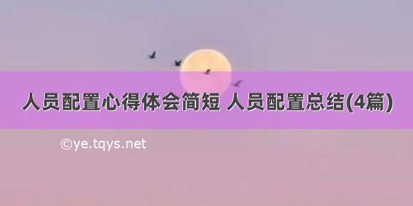 人员配置心得体会简短 人员配置总结(4篇)