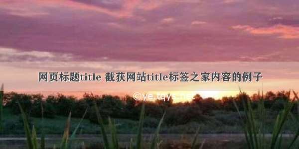 网页标题title 截获网站title标签之家内容的例子