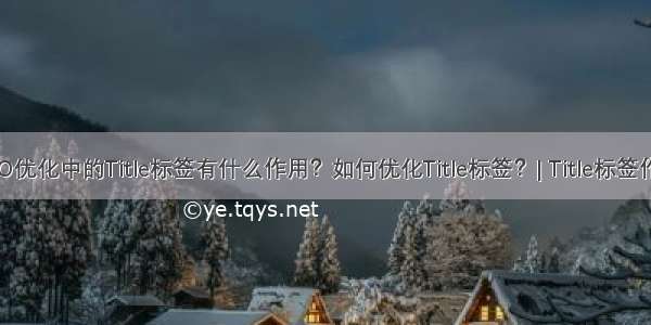 SEO优化中的Title标签有什么作用？如何优化Title标签？| Title标签作用