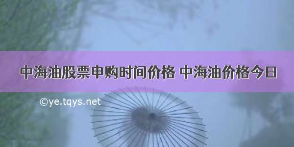 中海油股票申购时间价格 中海油价格今日