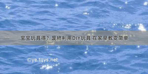 宝宝玩具得？废物利用DIY玩具 在家早教变简单