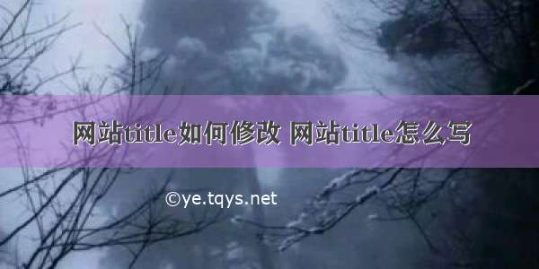 网站title如何修改 网站title怎么写