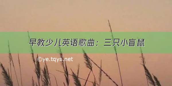 早教少儿英语歌曲：三只小盲鼠