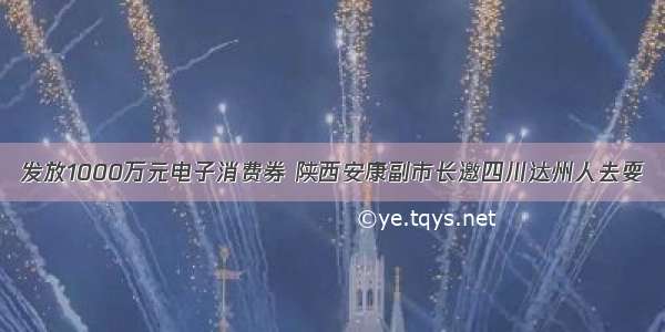 发放1000万元电子消费券 陕西安康副市长邀四川达州人去耍