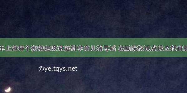 未来三年上海每个街镇建设家庭科学育儿指导站 鼓励院校试点设立托育服务专业