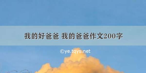 我的好爸爸 我的爸爸作文200字